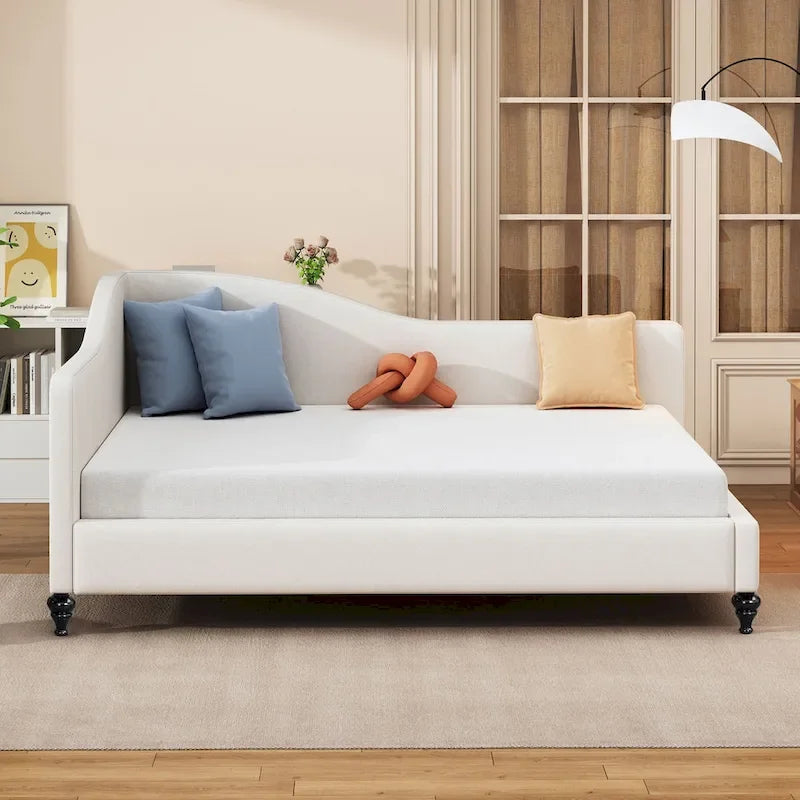 L-Shaped Semi-Enclosed Linen Daybed, Twin/Full Size