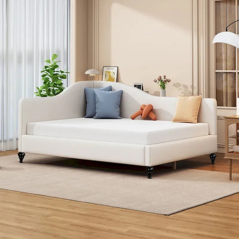 L-Shaped Semi-Enclosed Linen Daybed, Twin/Full Size