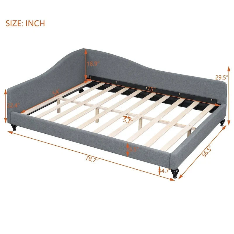 L-Shaped Semi-Enclosed Linen Daybed, Twin/Full Size
