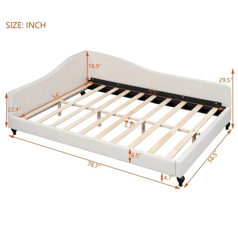 L-Shaped Semi-Enclosed Linen Daybed, Twin/Full Size