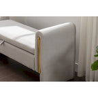 Velvet Storage Bench with Metal Trim for Bedroom and Living Room