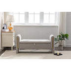 Velvet Storage Bench with Metal Trim for Bedroom and Living Room