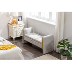 Velvet Storage Bench with Metal Trim for Bedroom and Living Room