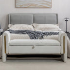 Velvet Storage Bench with Metal Trim for Bedroom and Living Room
