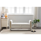 Velvet Storage Bench with Metal Trim for Bedroom and Living Room