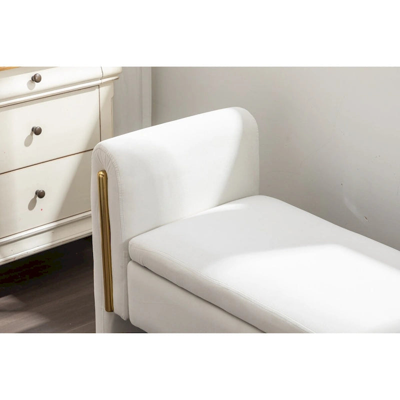 Velvet Storage Bench with Metal Trim for Bedroom and Living Room