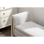 Velvet Storage Bench with Metal Trim for Bedroom and Living Room