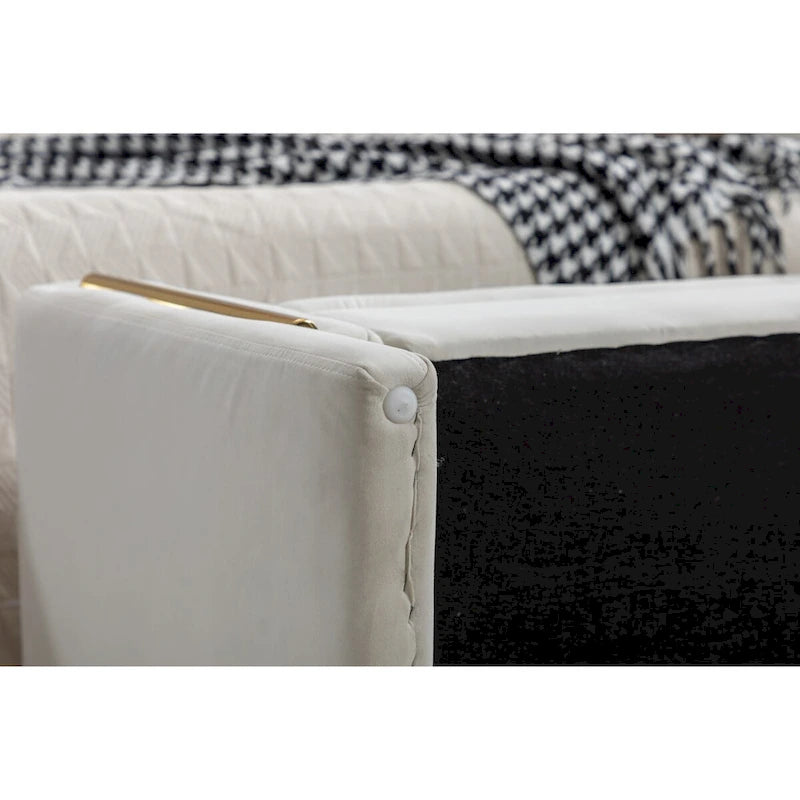 Velvet Storage Bench with Metal Trim for Bedroom and Living Room