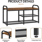 3-Tier Shoe Storage Bench with Metal Frame