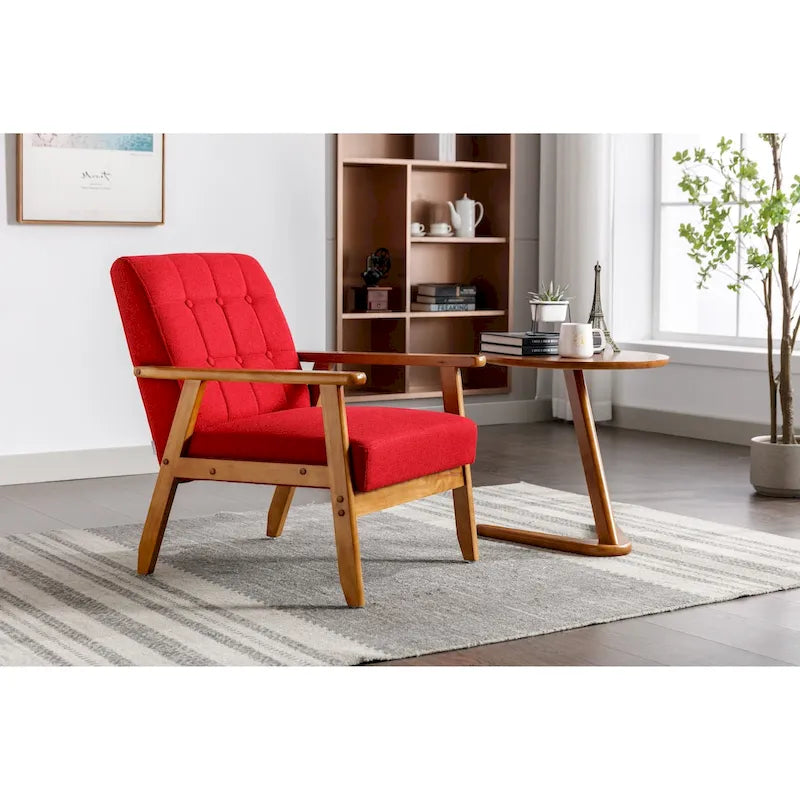 Upholstered Accent Arm Chair with Wooden Legs