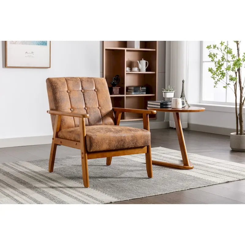 Upholstered Accent Arm Chair with Wooden Legs