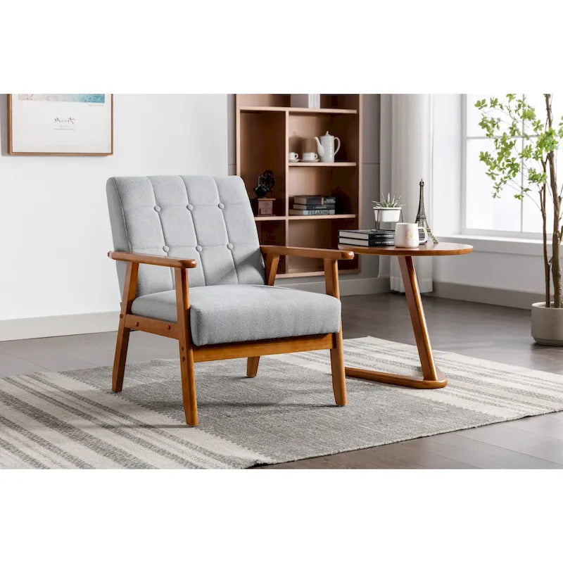 Upholstered Accent Arm Chair with Wooden Legs