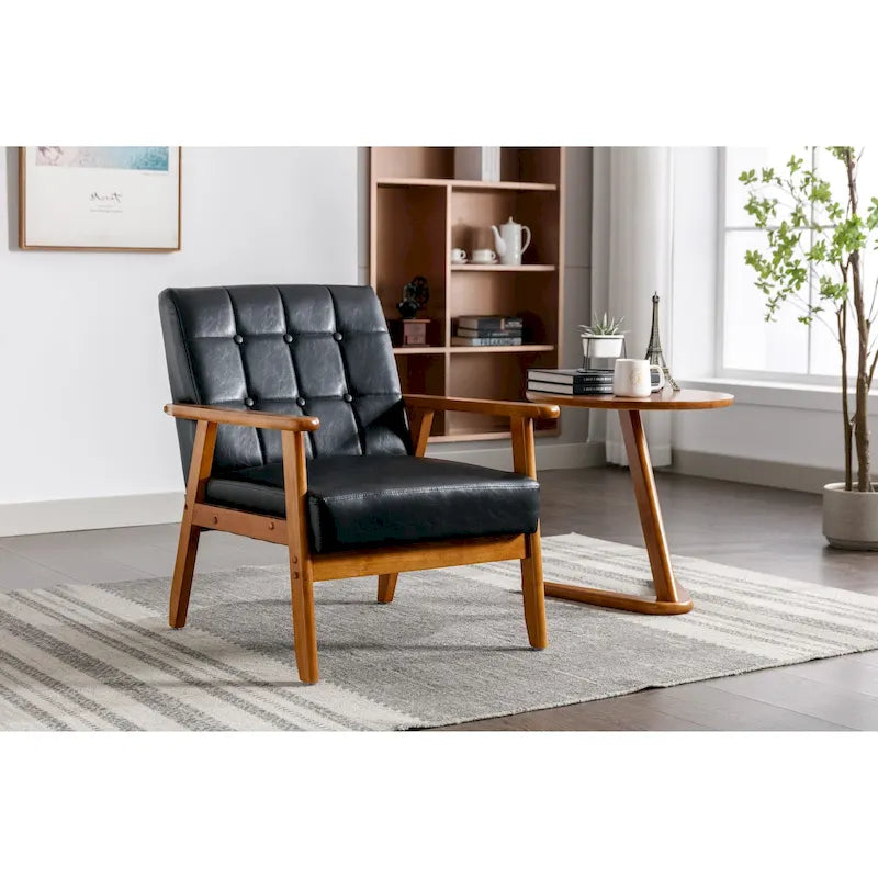 Upholstered Accent Arm Chair with Wooden Legs