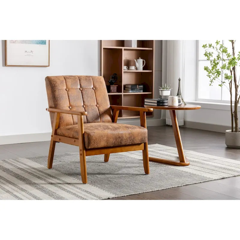 Upholstered Accent Arm Chair with Wooden Legs