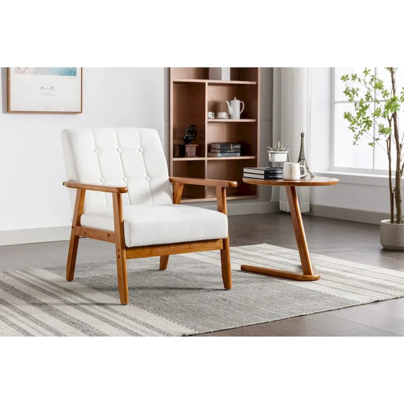 Upholstered Accent Arm Chair with Wooden Legs