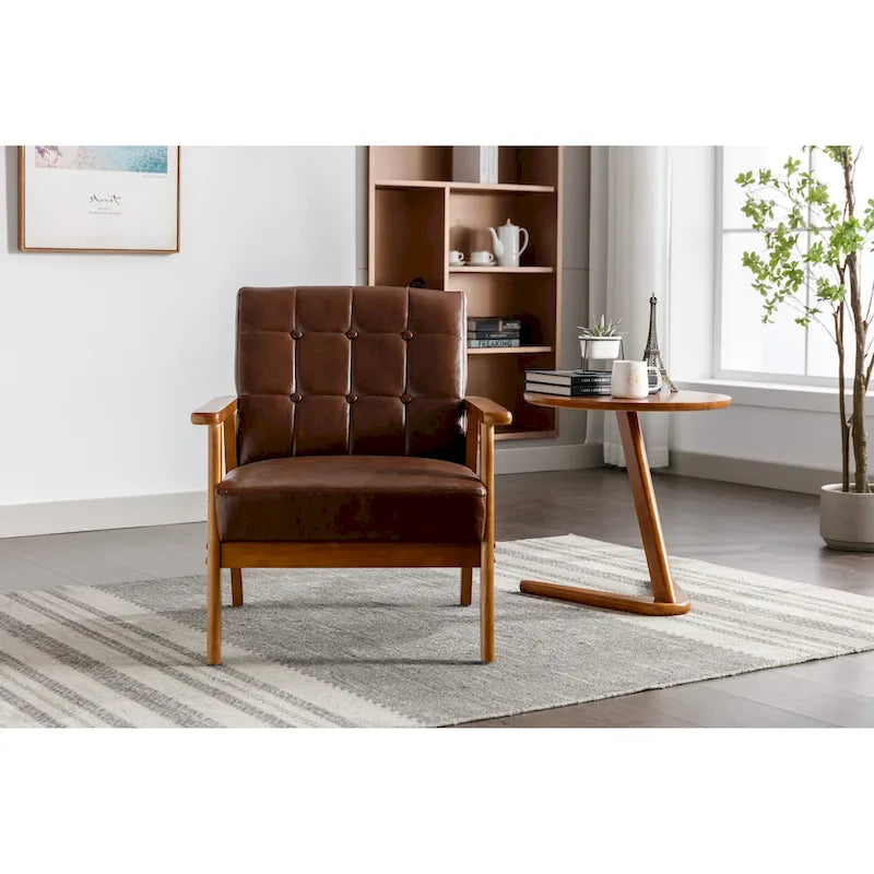 Upholstered Accent Arm Chair with Wooden Legs