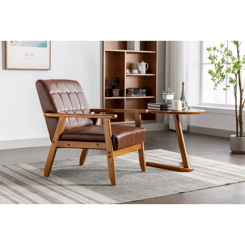 Upholstered Accent Arm Chair with Wooden Legs