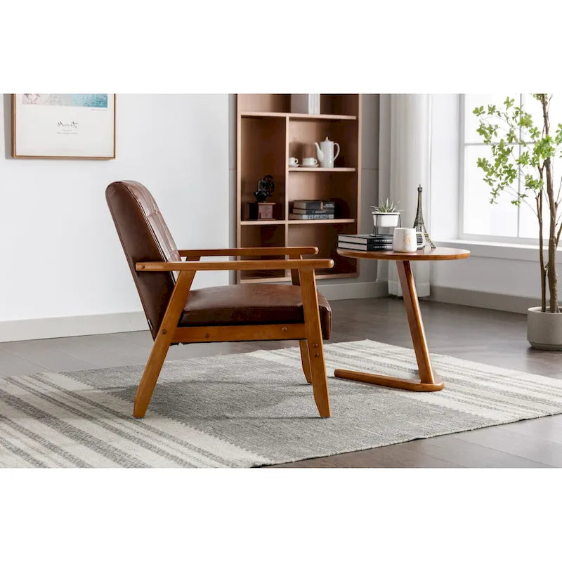 Upholstered Accent Arm Chair with Wooden Legs
