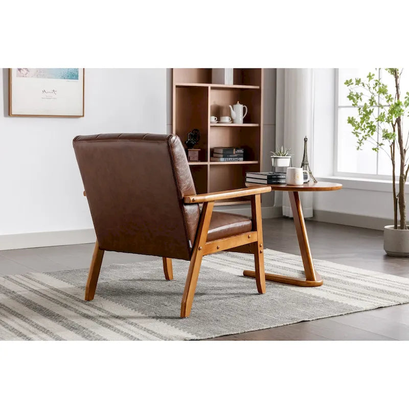 Upholstered Accent Arm Chair with Wooden Legs