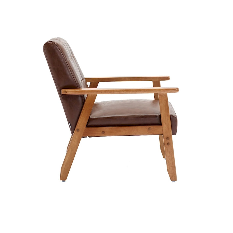 Upholstered Accent Arm Chair with Wooden Legs