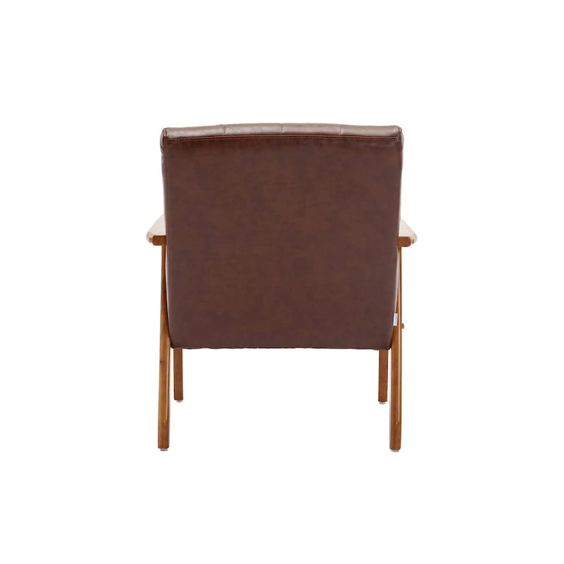Upholstered Accent Arm Chair with Wooden Legs