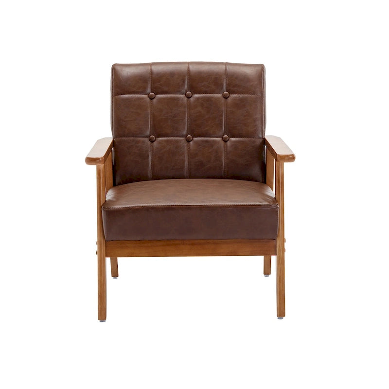 Upholstered Accent Arm Chair with Wooden Legs