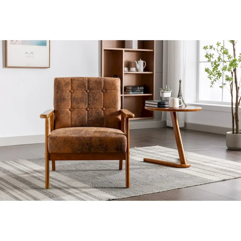 Upholstered Accent Arm Chair with Wooden Legs