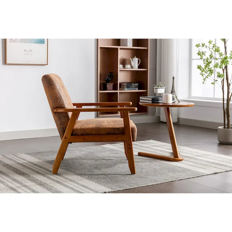 Upholstered Accent Arm Chair with Wooden Legs