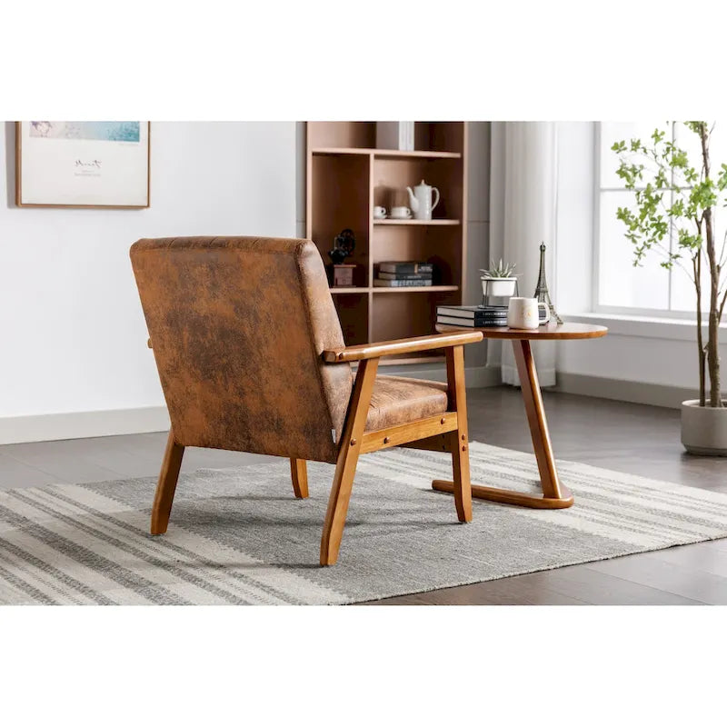 Upholstered Accent Arm Chair with Wooden Legs