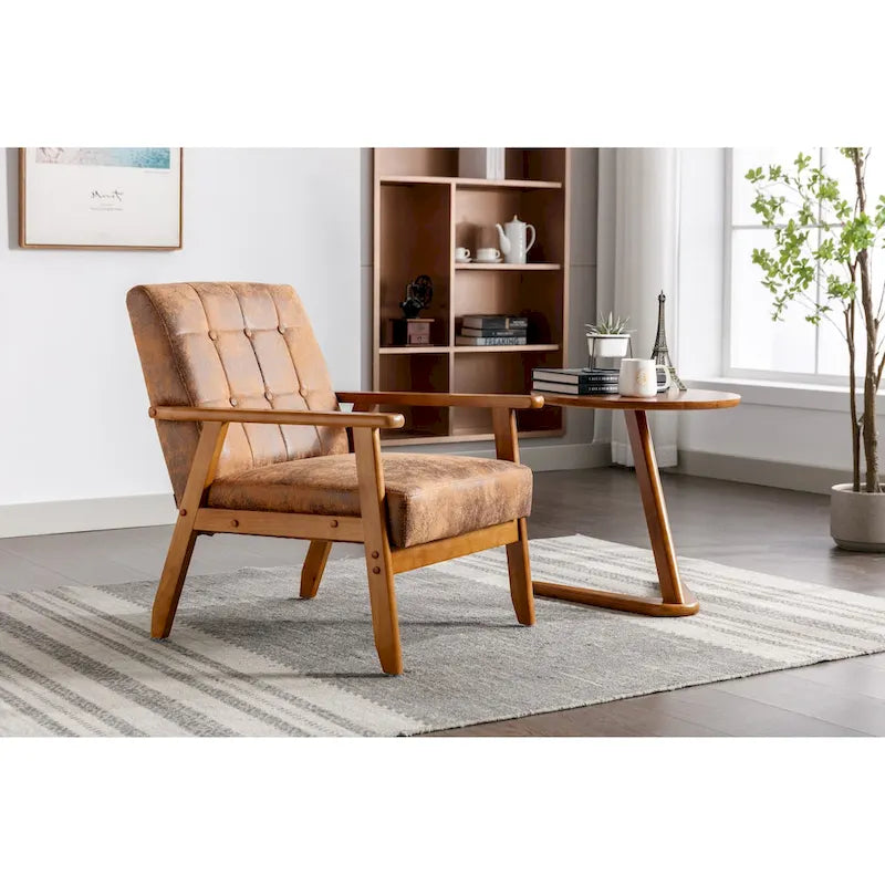 Upholstered Accent Arm Chair with Wooden Legs