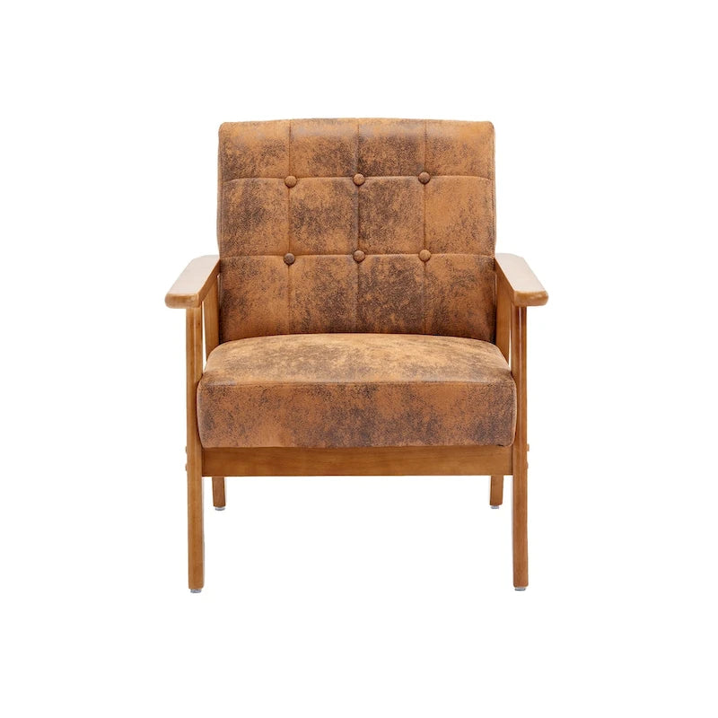 Upholstered Accent Arm Chair with Wooden Legs