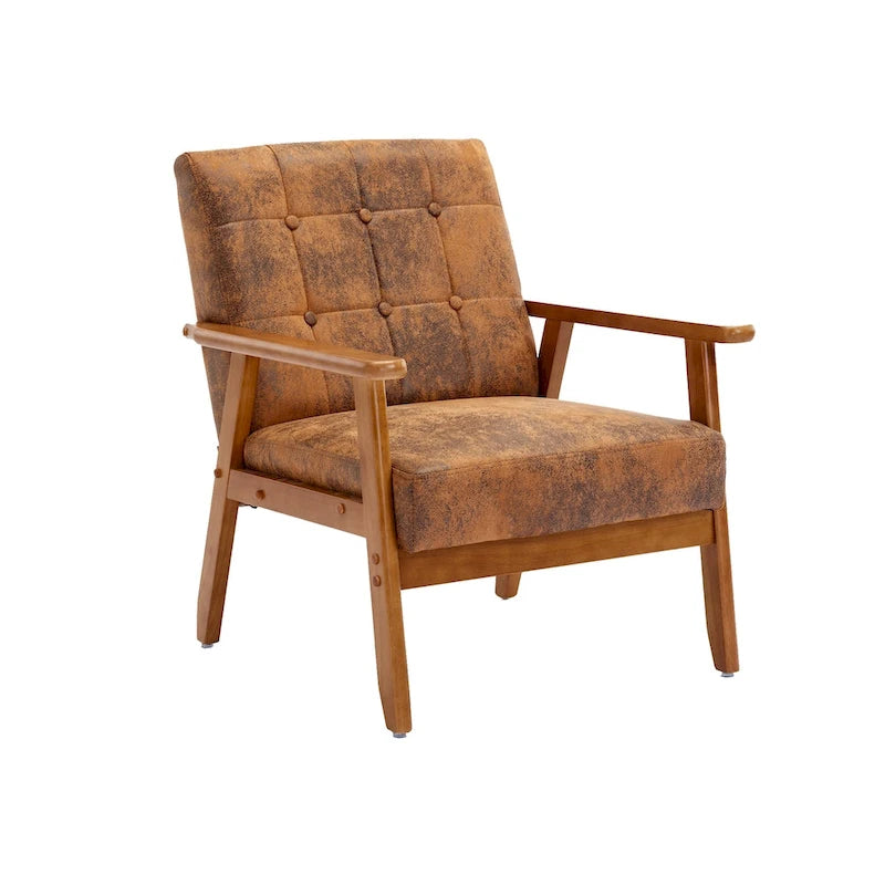 Upholstered Accent Arm Chair with Wooden Legs