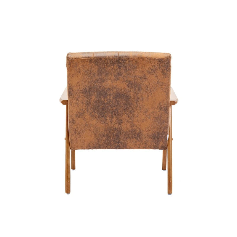 Upholstered Accent Arm Chair with Wooden Legs