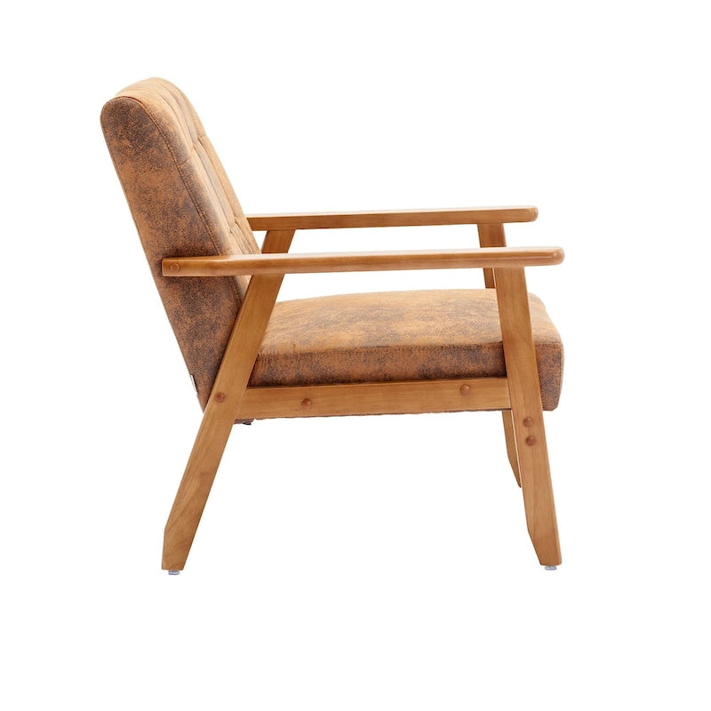 Upholstered Accent Arm Chair with Wooden Legs