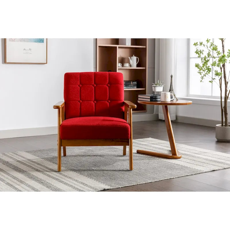 Upholstered Accent Arm Chair with Wooden Legs