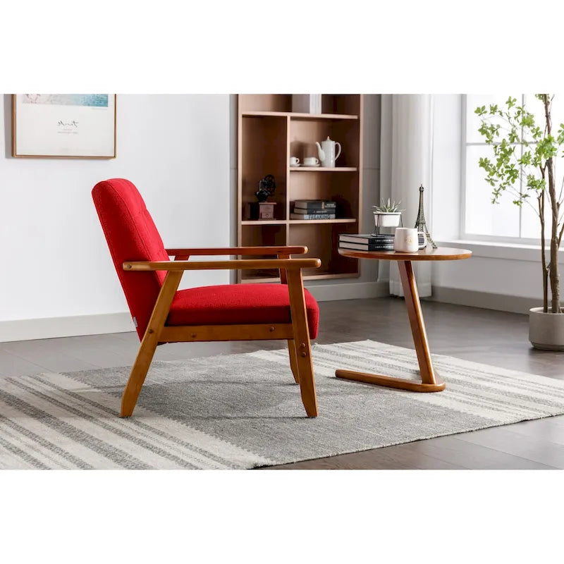 Upholstered Accent Arm Chair with Wooden Legs