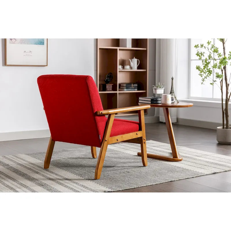 Upholstered Accent Arm Chair with Wooden Legs