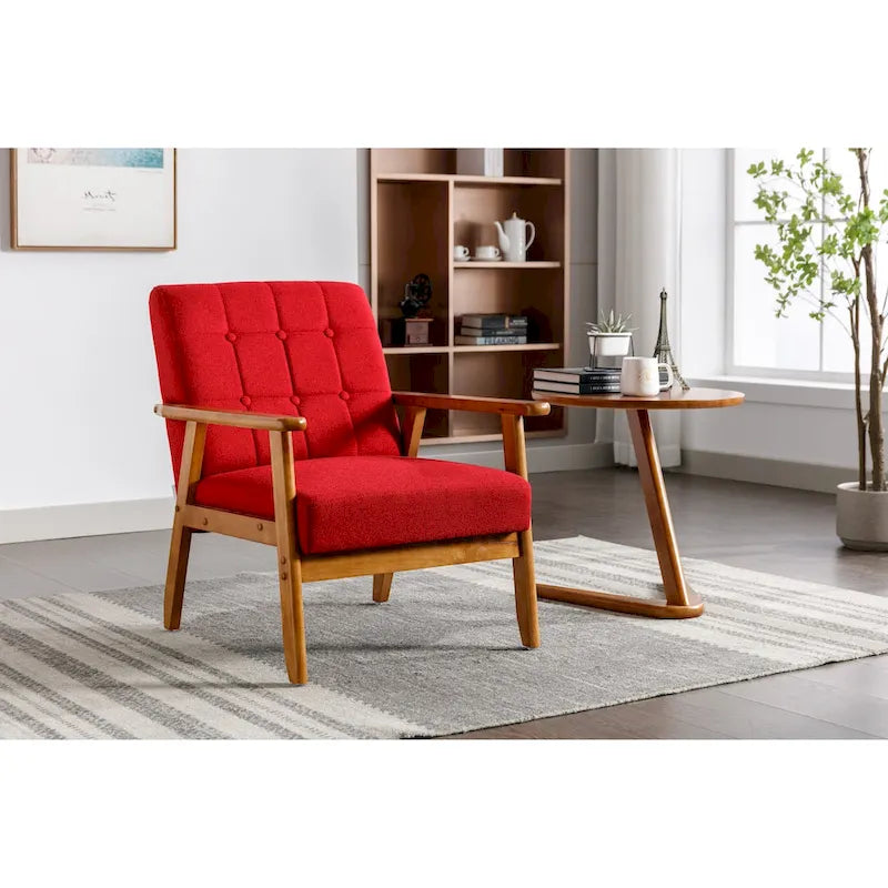 Upholstered Accent Arm Chair with Wooden Legs
