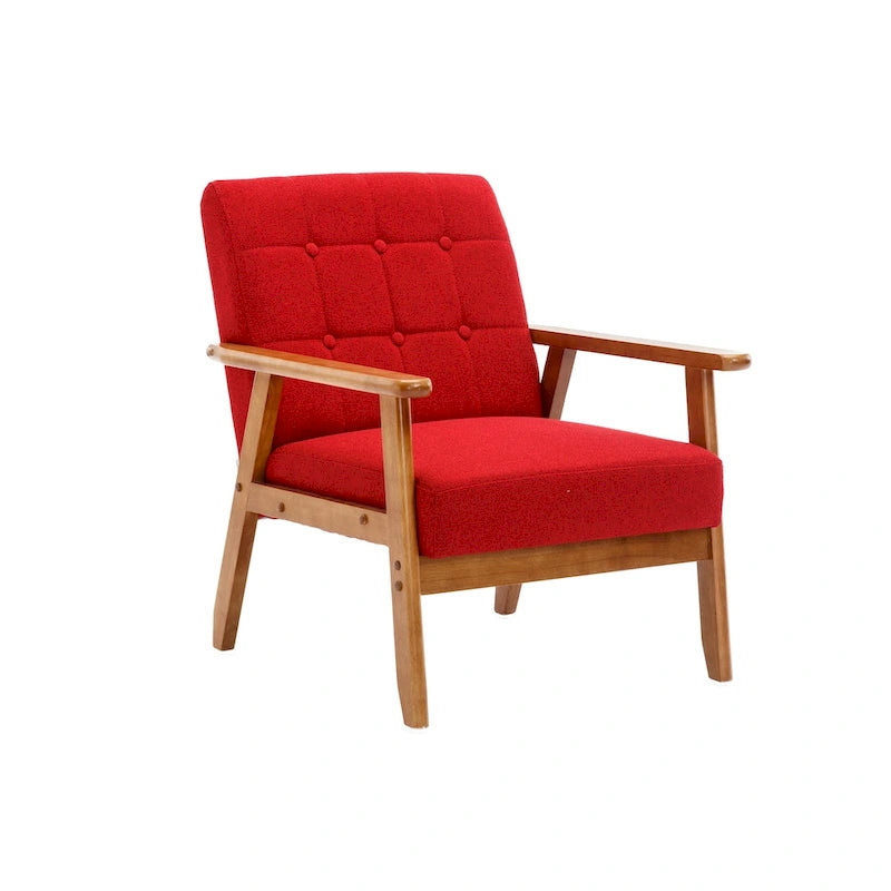 Upholstered Accent Arm Chair with Wooden Legs