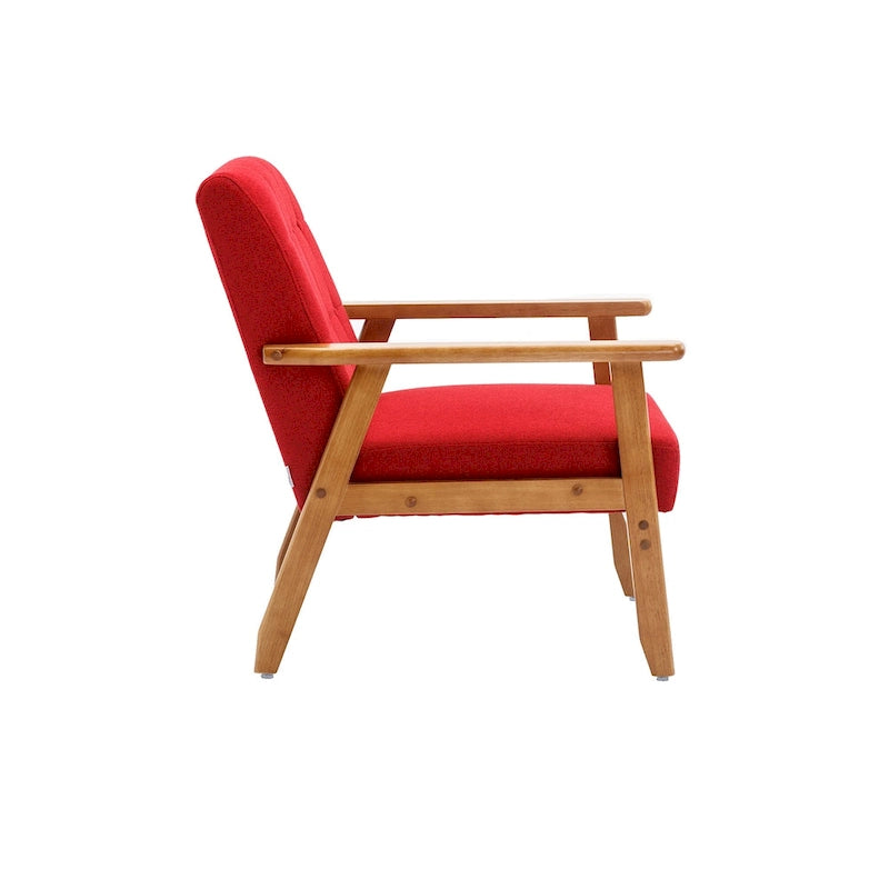 Upholstered Accent Arm Chair with Wooden Legs