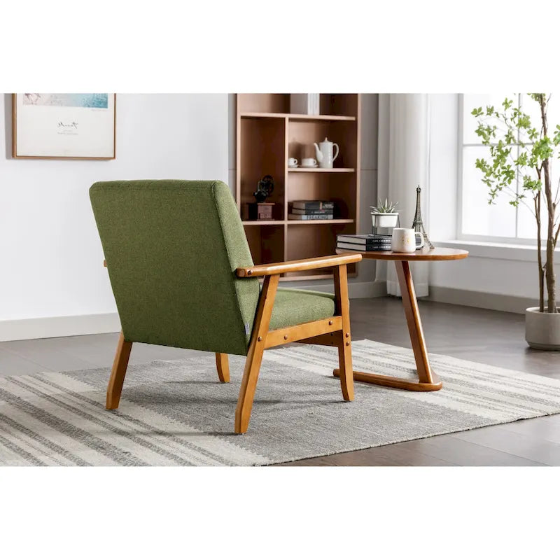Upholstered Accent Arm Chair with Wooden Legs