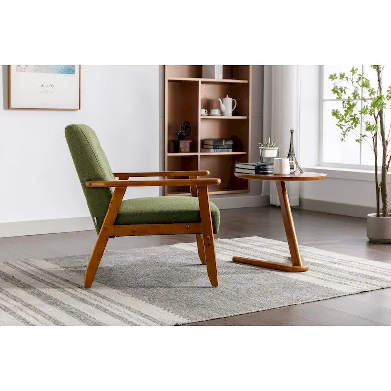 Upholstered Accent Arm Chair with Wooden Legs