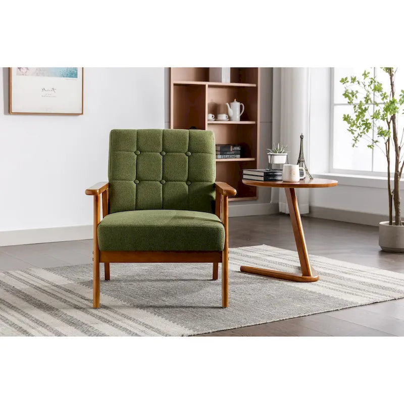 Upholstered Accent Arm Chair with Wooden Legs