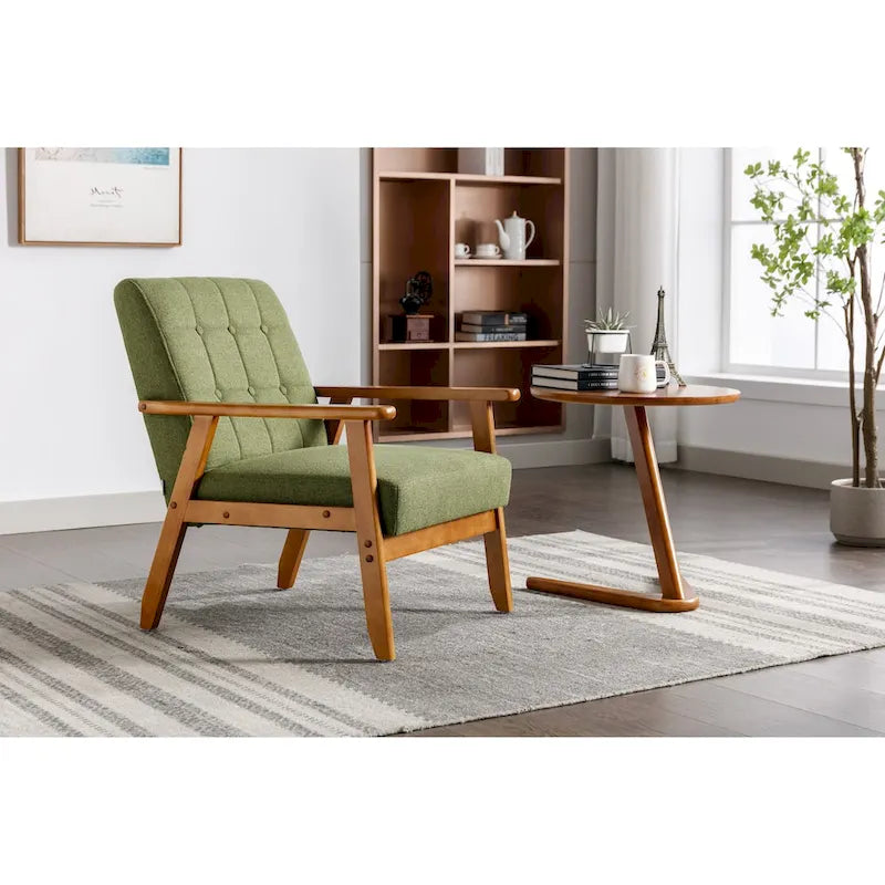 Upholstered Accent Arm Chair with Wooden Legs
