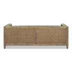 81" Oak Wood & Rattan 3-Seat Sofa with Velvet Cushions