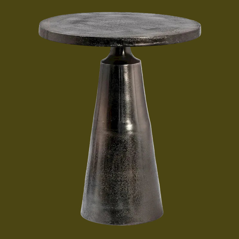 Jett 20 Round Aluminum Black Nickel Pedestal Base Side Table