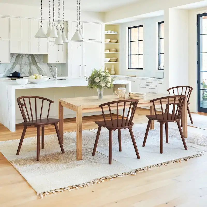 Set of 4 Wooden Spindle Back Dining Chairs
