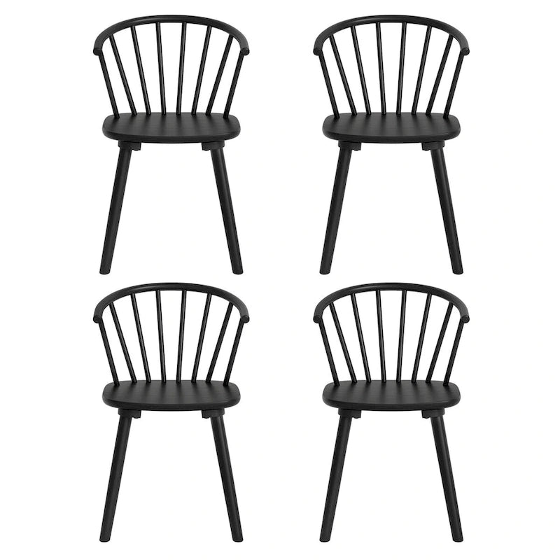 Set of 4 Wooden Spindle Back Dining Chairs