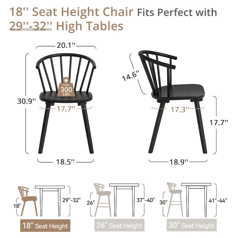 Set of 4 Wooden Spindle Back Dining Chairs