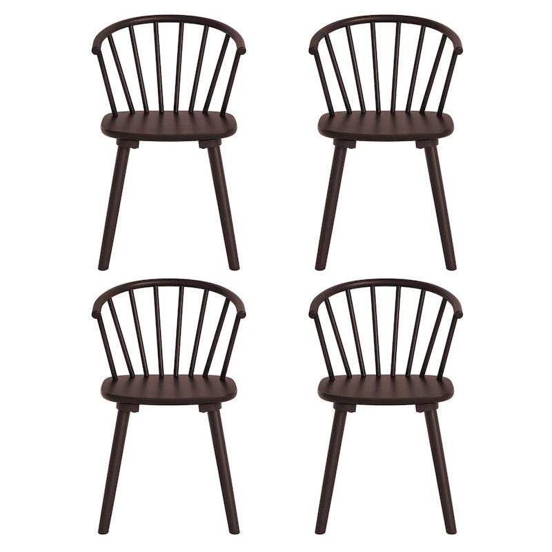 Set of 4 Wooden Spindle Back Dining Chairs